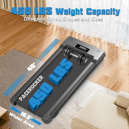 PACEROCKER Walking Pad Treadmill with 12% 9-Level Auto Incline, 450 lbs Capacity Bluetooth Speaker Under Desk Treadmills f...