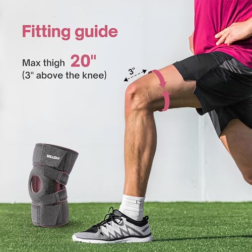 WILLDAN Knee Brace with Side Stabilizers & Patella Gel Pads for Maximum Knee Pain Support, Running, Workout and fast recov...