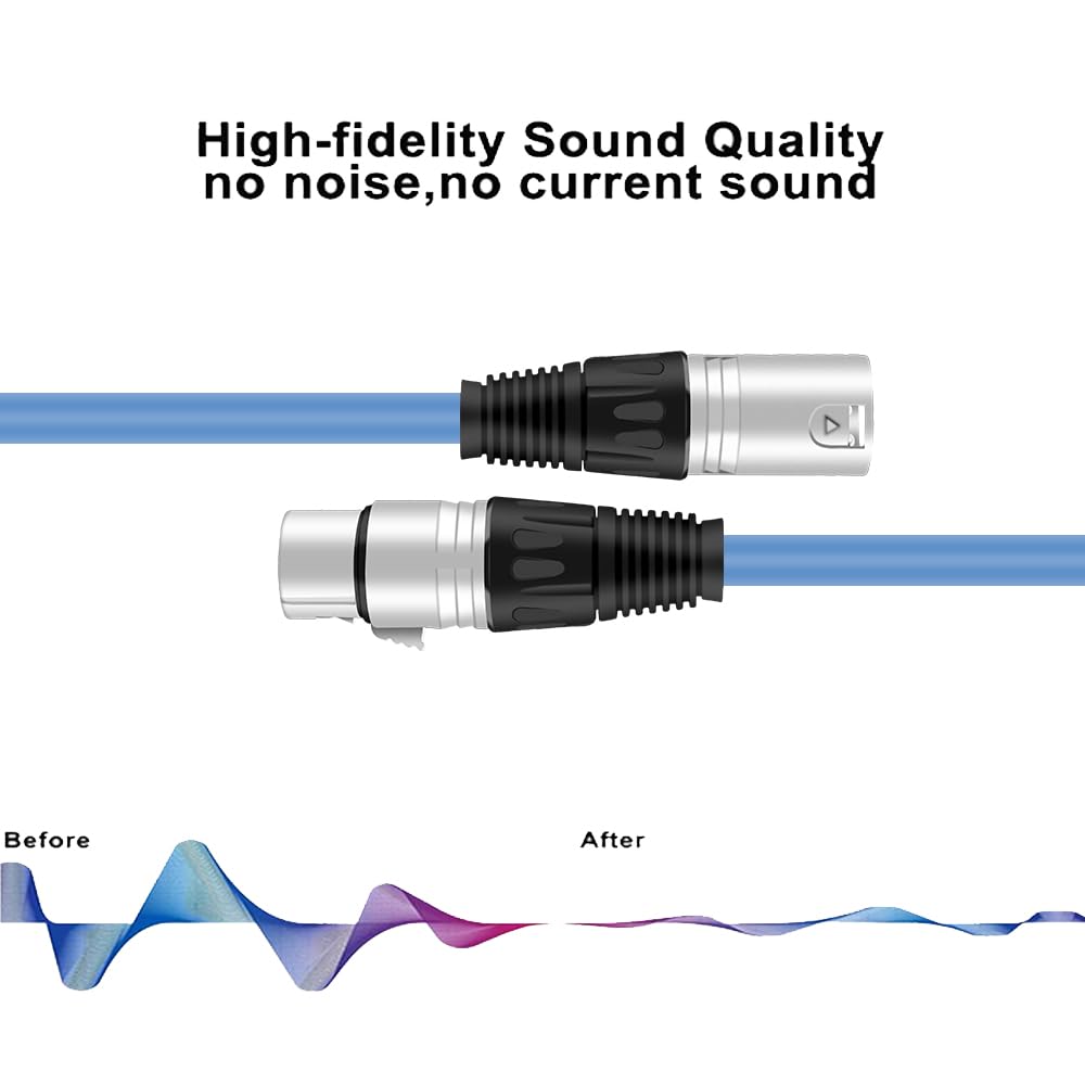 Dremake 3Pin Xlr Male To Xlr Female Microphone Cable Professional For Recording, Mixing, And Lighting Equipments - 40 Foot/Blue