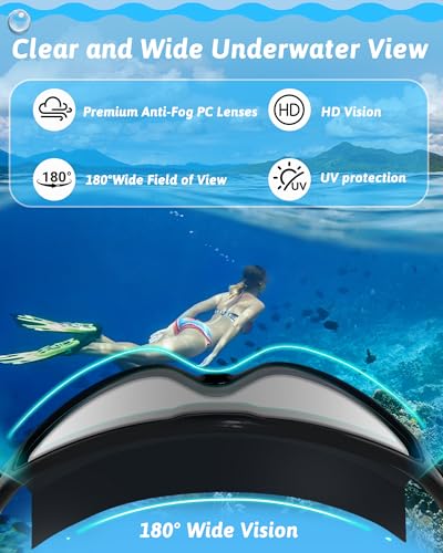 Hurdilen Swim Goggles, Anti Fog Anti UV, Wide View and No Leaking Swimming Goggles & Swim Cap for Men Women Adult Youth