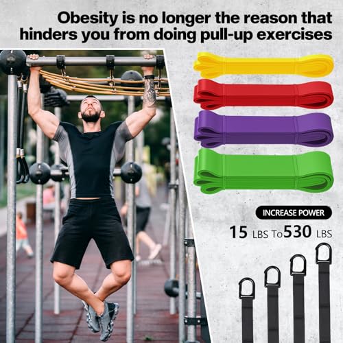 Soulchen Resistance Bands Pull up Assistance Band Set 530 Lbs 4 Pcs Exercise Bands with Assist Belt Nylon Strap and Door A...