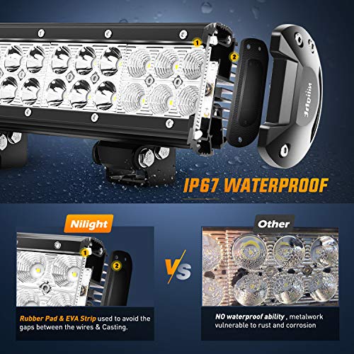 Nilight - ZH003 20Inch 126W Spot Flood Combo Led Light Bar 4PCS 4Inch 18W Spot LED Pods Fog Lights for Jeep Wrangler Boat ...