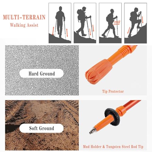 FireHiking Walking Trekking Poles Ultralight 7075 Aluminum Foldable Hiking Poles Portable Compact Walking Sticks