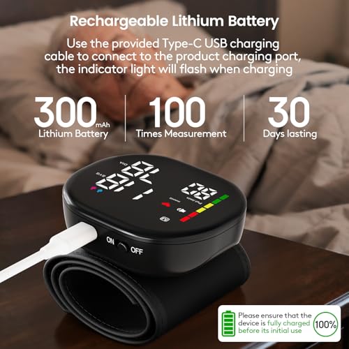 Double love Wrist Blood Pressure Monitor for Home Use - Upgraded Large LED Screen, Dual User 240 Memories with Carrying Ca...