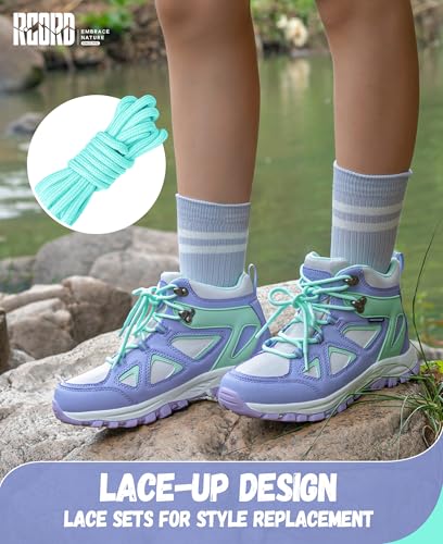 R CORD Kids Hiking Boots Waterproof Durable TPR Ankle Support Boots Breathable Trekking Shoes Non-Slip Outdoor Sneakers fo...