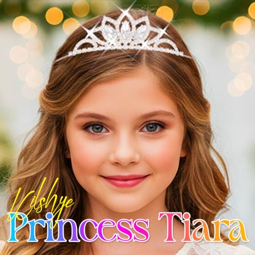 Kilshye Princess Silver Tiara and Crown Pink Crystal Tiaras Pageant Crowns Rhinestone Birthday Headdress for Women