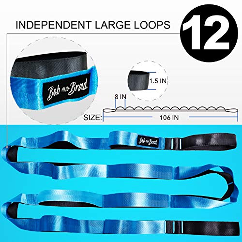 BOB AND BRAD 12 Loop Yoga Stretch Strap - Non-elastic for Stretching, Physical Therapy, Pilates, Dance, Gymnastics, and At...