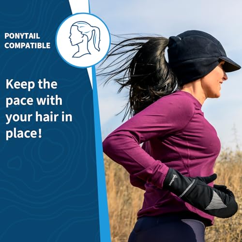 TrailHeads Fleece Ponytail Hat for Women – Trailblazer Reflective Winter Hat with Ponytail Hole for Workouts