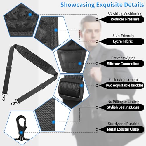 FIEIL 3D Air Cushion Ultra Comfortable Bag Strap, 67" Thicken Shoulder Strap with Double Adjustable Buckles and Metal Hook...
