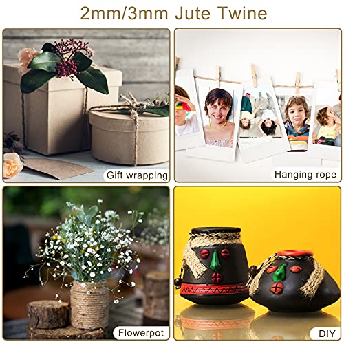 Handyman Crafts Natural Jute Twine Rope (1.5mm/2mm/3mm/6mm) Durable String for Handmde Crafts,Gardening Applications,Home ...