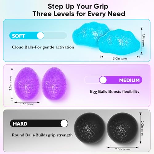 FitBeast Stress Balls for Adults, Hand Exercise Balls 6 Pack, Stress Relief & Grip Strength Trainer, Squishy Balls & Squee...