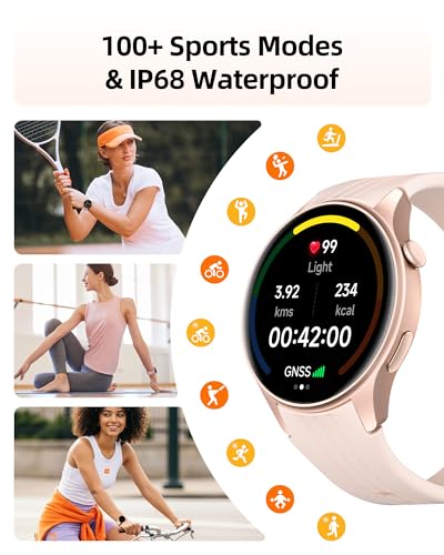 Parsonver Smart Watch, Built-in GPS, Bluetooth Calling, Fitness Watch for Women with 100+ Sport Modes, IP68 Waterproof, He...
