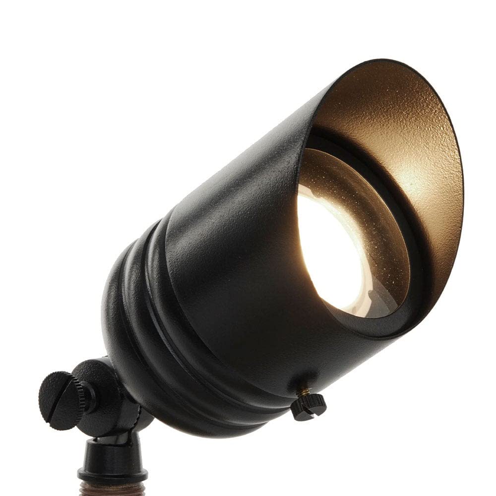 VOLT Fat Boy Brass Outdoor Spotlight with 5W 2700K MR16 LED Bulb, Ground Stake, Black