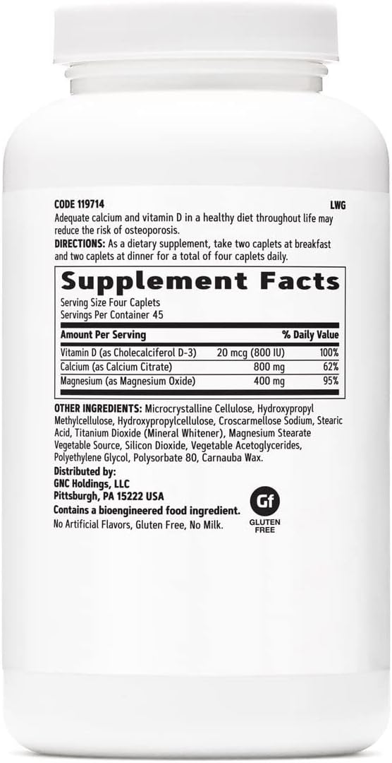 GNC Calcium Citrate Plus 800mg Supplement, Supports Bone Health, 45 Servings