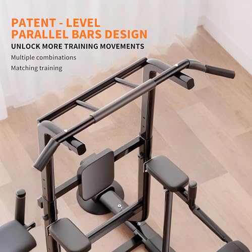 Adjustable Pull Up Bar for Home with Backrest, 6-Level Height Adjustment (69-94.5 inches), 352lb Capacity Carbon Steel Fra...