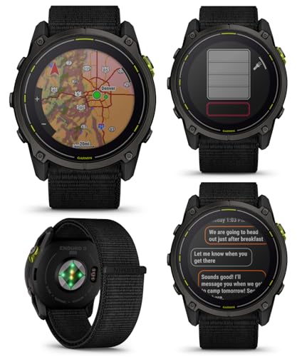 Wearable4U Garmin Enduro 3 – 51 mm, Solar, Sapphire, Ultraperformance GPS Smartwatch, Carbon Gray DLC Titanium with Black ...