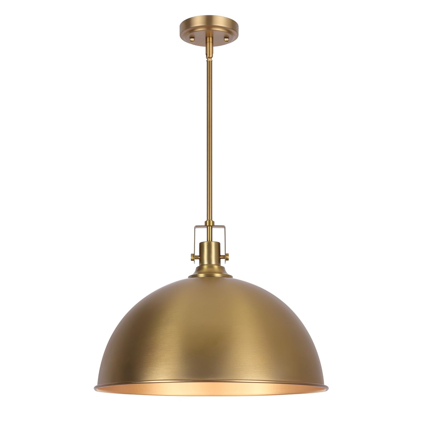 Lamqee 18 Inch Brushed Gold Large Pendant Light Kitchen Island  Farmhouse Modern Dome Pendant Light Fixtures Ceiling Hanging Lighting Chandelier For Dining Room Over Table  Bar  Hallway  Entryway