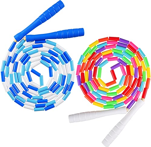 Fezog 2 Pack Rainbow Beaded Kids Jump Rope, Segmented Skipping Rope for Kids Adults, Tangle-Free Rope Skipping Child Jump ...