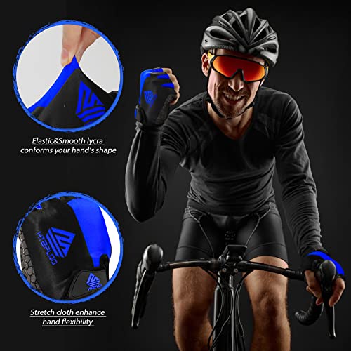 HTZPLOO Bike Gloves for Men Women with Anti-Slip Shock-Absorbing Pad, Light Weight Half-Finger Cycling Gloves