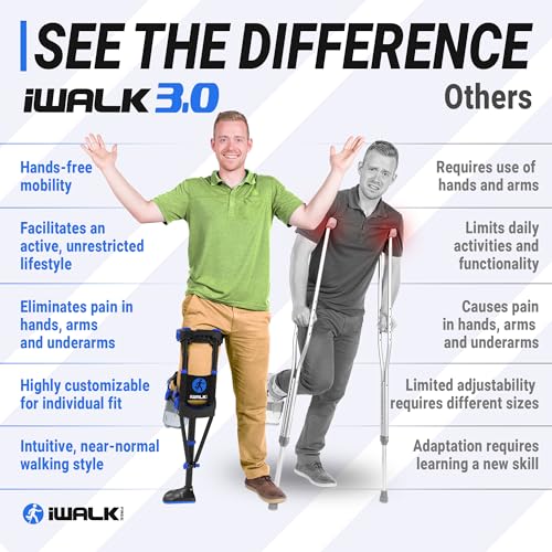 iWALK3.0 – The Original Hands Free Knee Crutch - Alternative to Crutches and Knee Scooters - iWALK Replaces Crutches for A...