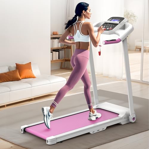 XMKEY Folding Treadmill for Home, 2.5HP Quiet Motor, 300 LBS Capacity, Compact Design with Cup&Pad Holder, LED Display,Saf...