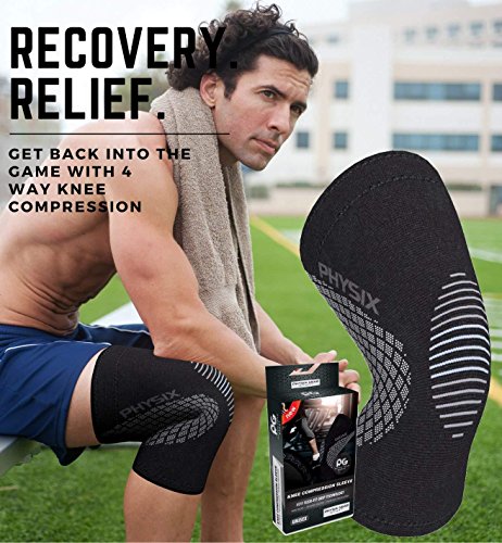 Physix Gear Knee Compression Sleeve for Men & Women - Best Compression Knee Brace for Walking, Running, Gym, Basketball, W...