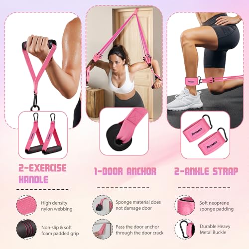 Ayombo Resistance Bands with Handles for Women, Exercise Bands Set for Physical Therapy Yoga Pilates, 5 Level Workout Band...