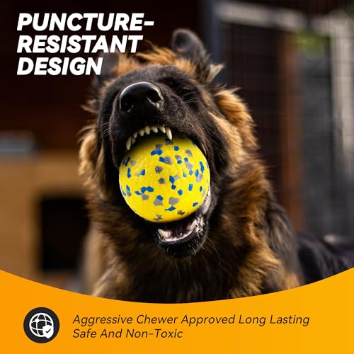 FUSOTO 2Pcs Dog Balls, Tennis Balls for Dog Aggressive Chewers, for Large Medium Small Puppy, Training Catch&Fetch, Water ...