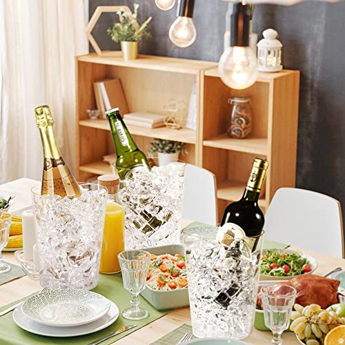Tiawudi 12 Pack Plastic Ice Bucket For Parties, Gold Glitter Clear Wine Cooler for Wedding, Good as One Large Champagne Ch...
