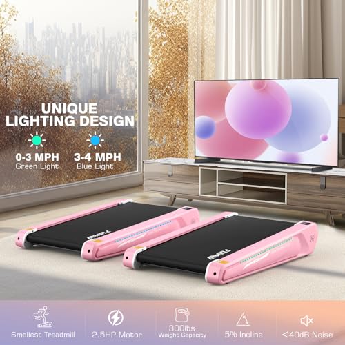 FUNMILY Smallest Walking Pad with 5% Incline, 2 in 1 Under Desk Treadmill for Home Office, 2.5 HP Mini Compact Walking Tre...