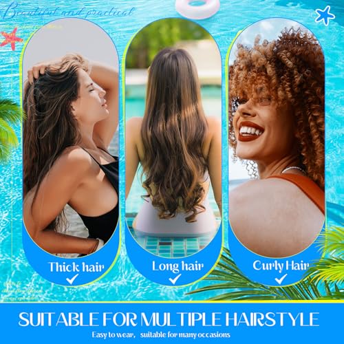 Shyyween Swim Caps for Women Polyester Turban Strong Non-Slip Swimming Hat Elastic Swimming Pool Cap for Long and Short Hair