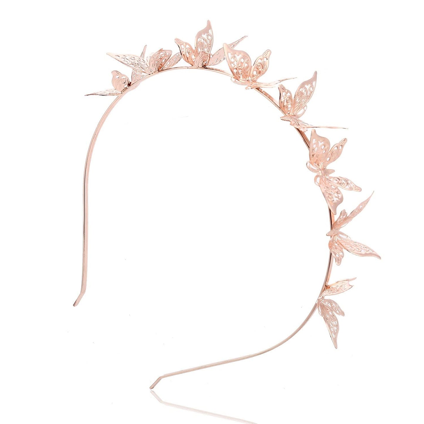 Kilshye Butterfly Gold Tiara Princess Crown Headband fairy Hair Band Wedding Costume Hair Accessories for Girls and Women (Rose