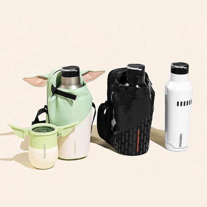 Corkcicle x Star Wars Grogu Crossbody Water Bottle Sling Bag, Fits 16 oz to 40 oz Tumbler – Water Bottle Holder with Strap Securely Holds Bottle, Cards, Phone, & Keys