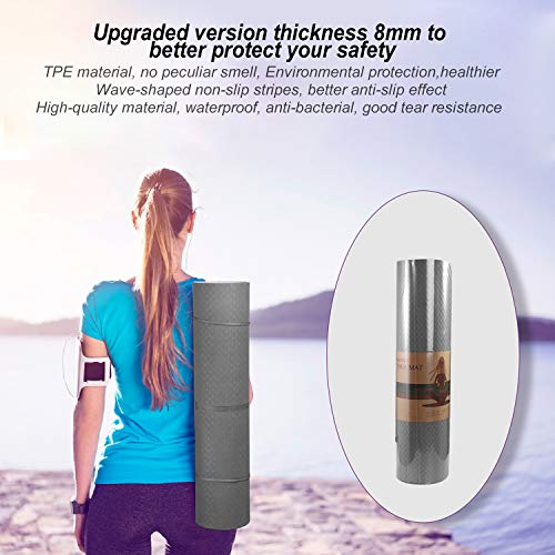 QMKGEC Yoga Mat 1/3" (8mm) Thick Non-Slip, Women Men Fitness & Exercise Mat, 72"Lx24"W Eco-Friendly TPE Workout Mat with C...