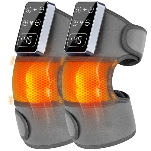 YAZHI Cordless Knee Massager for Pain Relief – Electric Heated Knee Brace, 5 Heat Levels & 3 Massage Modes, Gifts for Men ...
