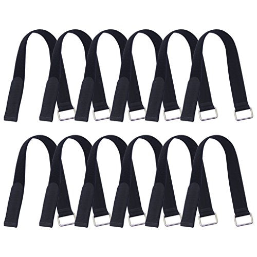 VIGAER 18 inch Extend Cable Strap and Adjustable Securing Strap with Buckle - 12 PCS Reusable Hook and Loop Fastening Nylo...