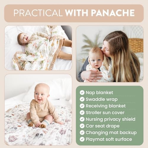 Organic Cotton Muslin Baby Blanket for Boys and Girls - Luxurious Soft Toddler Quilt for Swaddling - Gender Neutral Blanket - Baby and Toddler Gift - Jungle