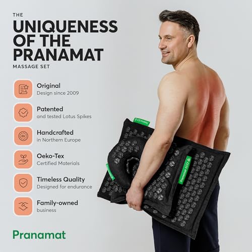 Pranamat Acupressure Large & Small Mat with Pillow and Bag Set, Premium Acupressure Therapy for Pain Relief and Relaxatio...