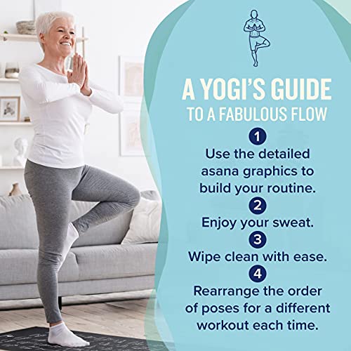 NewMe Fitness Yoga Mat for Women and Men - Large, 5mm Thick, 68 Inch Long, Non Slip Exercise Mats w/ 70 Printed Yoga Poses...