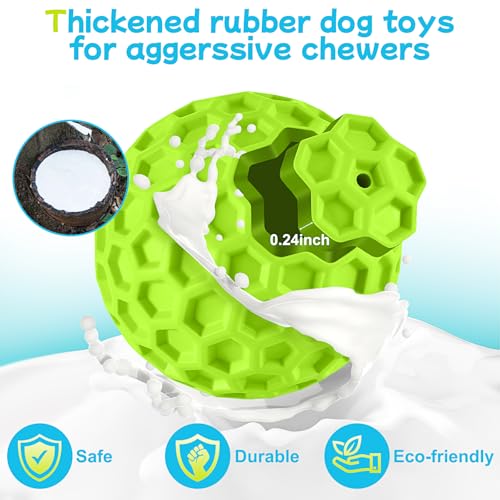 havit Indestructible Squeaky Dog Balls for Aggressive Chewers, Interactive Dog Toys to Keep Them Busy, Rubber Dog Chew Toy...