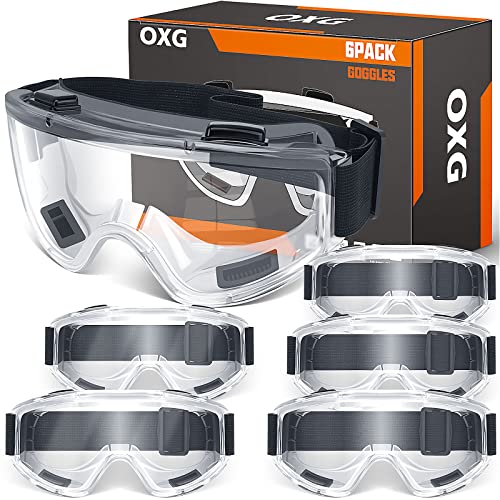 OXG 6 Pack Safety Goggles ANSI Z87.1 Glasses, Anti-Fog Protective Safety Glasses Lab Goggles Men Women Eye Protection Goggles