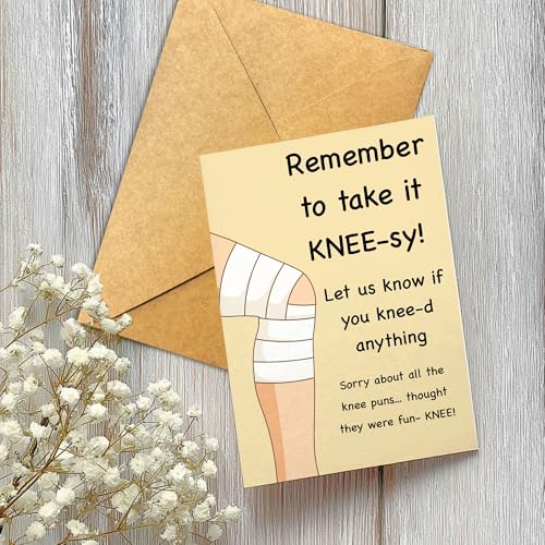 Funny Knee Surgery Get Well Soon Card – Take It Knee-sy Recovery Pun Greeting Gift for Friends, Family, Coworkers, Men, Wo...