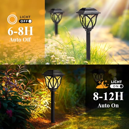 GIGALUMI Solar Lights Outdoor Waterproof, 6 Pack LED Solar Garden Lights, Outdoor Decorations, Garden Decor for Yard, Pati...