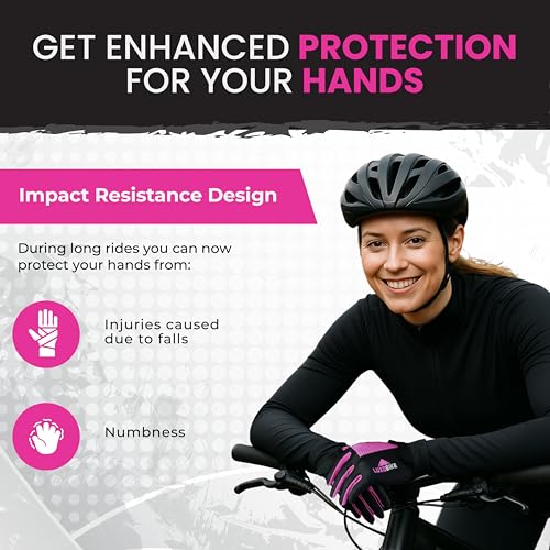 LuxoBike Bike Gloves for Men Women with Anti-Slip Shock-Absorbing Riding Pad, Light Weight Full Finger Cycling Gloves Touc...
