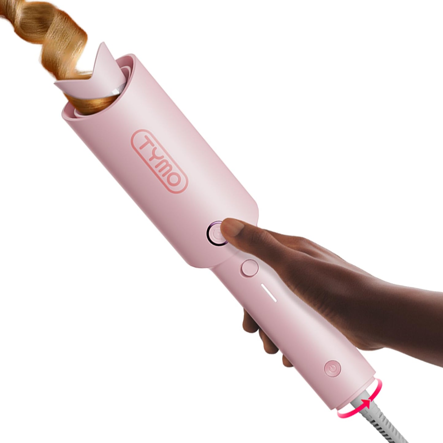 TYMO Automatic Rotating Curling Iron - TYMO CURLPRO Beach Waves Curling Wand, Portable Hair Curler, 500 Million Ionic, Dual Volt