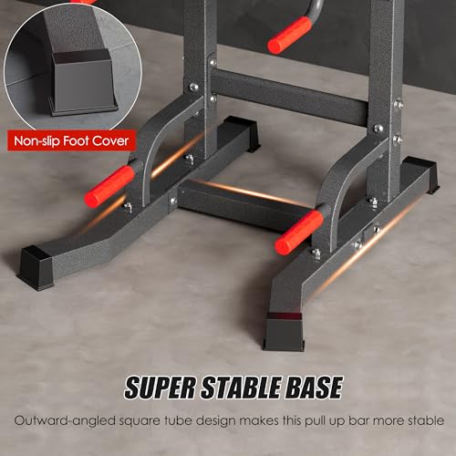 soges Pull Up Bar Dip Station, Power Tower with A Backrest, Adjustable Height Pull Up Bar Stand, Multi-Function Home Gym S...