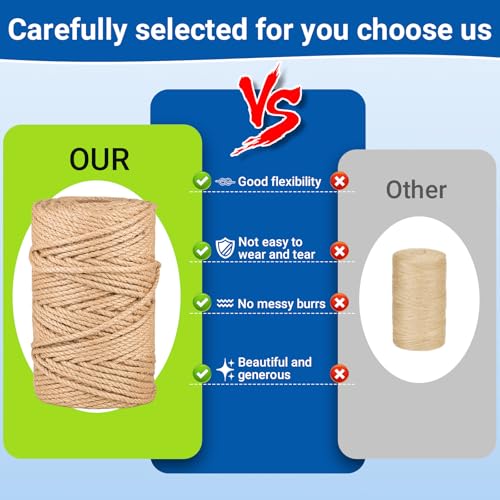 Natural Jute Twine String 1mm x 1312ft Bulk Jute Rope for Crafting, Gardening, Gift Wrapping - Brown Decorative Cord for C...