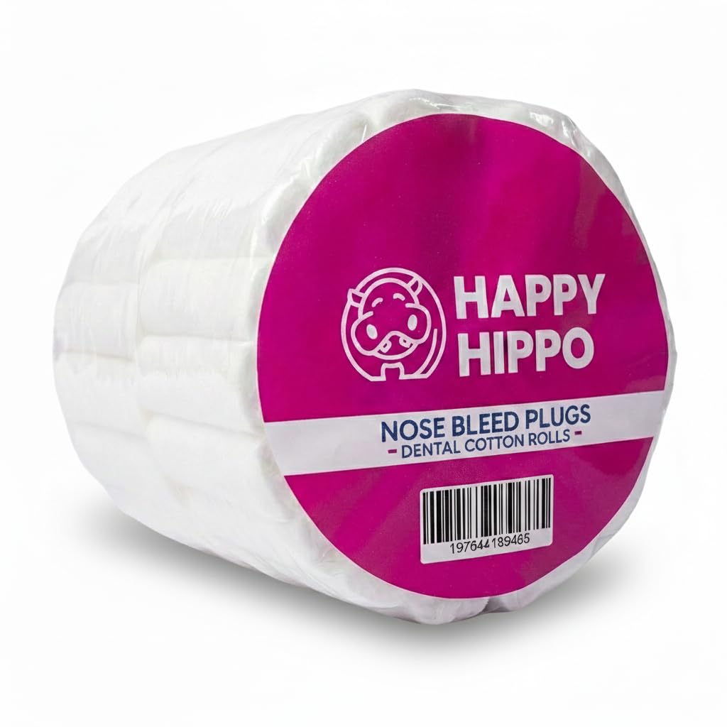 100 Dental Cotton Rolls, One Inch Nosebleed Plugs for Kids or Adults - Extra Absorbent Blood Clotting, Cotton Rolls (100 Count)