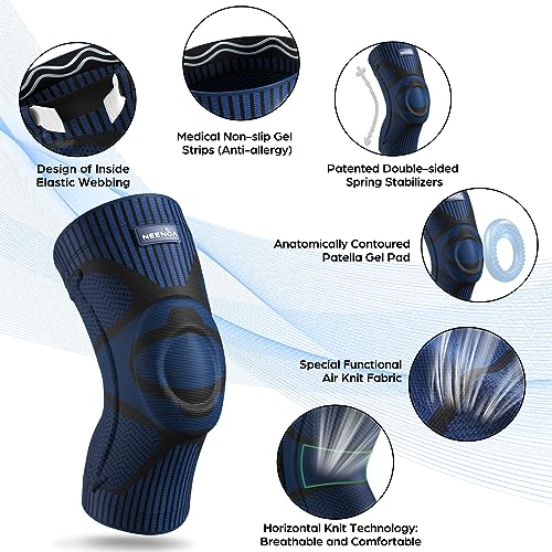 NEENCA Knee Brace for Knee Pain Relief, Medical Knee Support with Patella Pad & Side Stabilizers, Compression Knee Sleeve ...