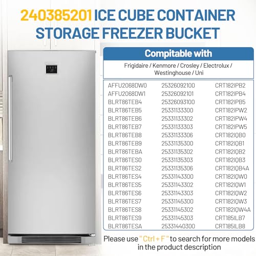 240385201 Ice Cube Container Storage Freezer Bucket Compatible with Frigidaire Kenmore Crosley Refrigerators Parts, Storag...